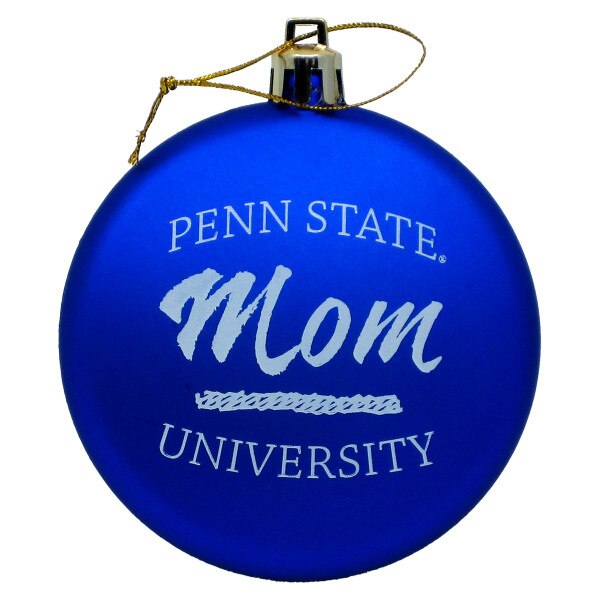 ornament blue disc with Penn State University Mom